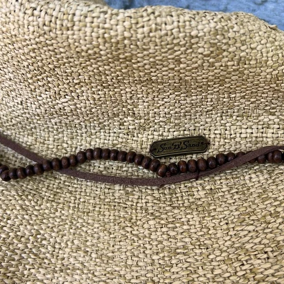 Sun N Sand Straw Sun Hat Floppy Beachy Boho Summer Neutral - Picture 6 of 7
